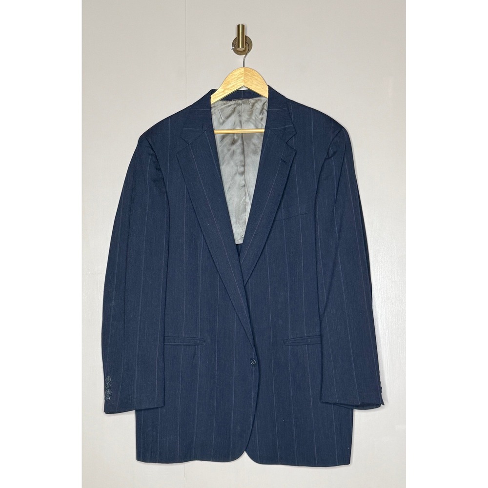 Cricketeer‎ Burdines Florida Mens Navy Blue Pinstripe Blazer Suit Jacket 44R
